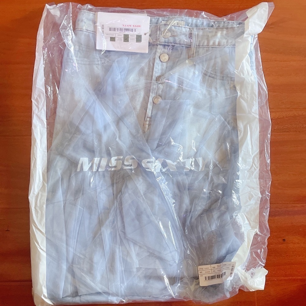 Miss Sixty Denim Skirt with Blue Lace Overlay - Picture 4 of 7
